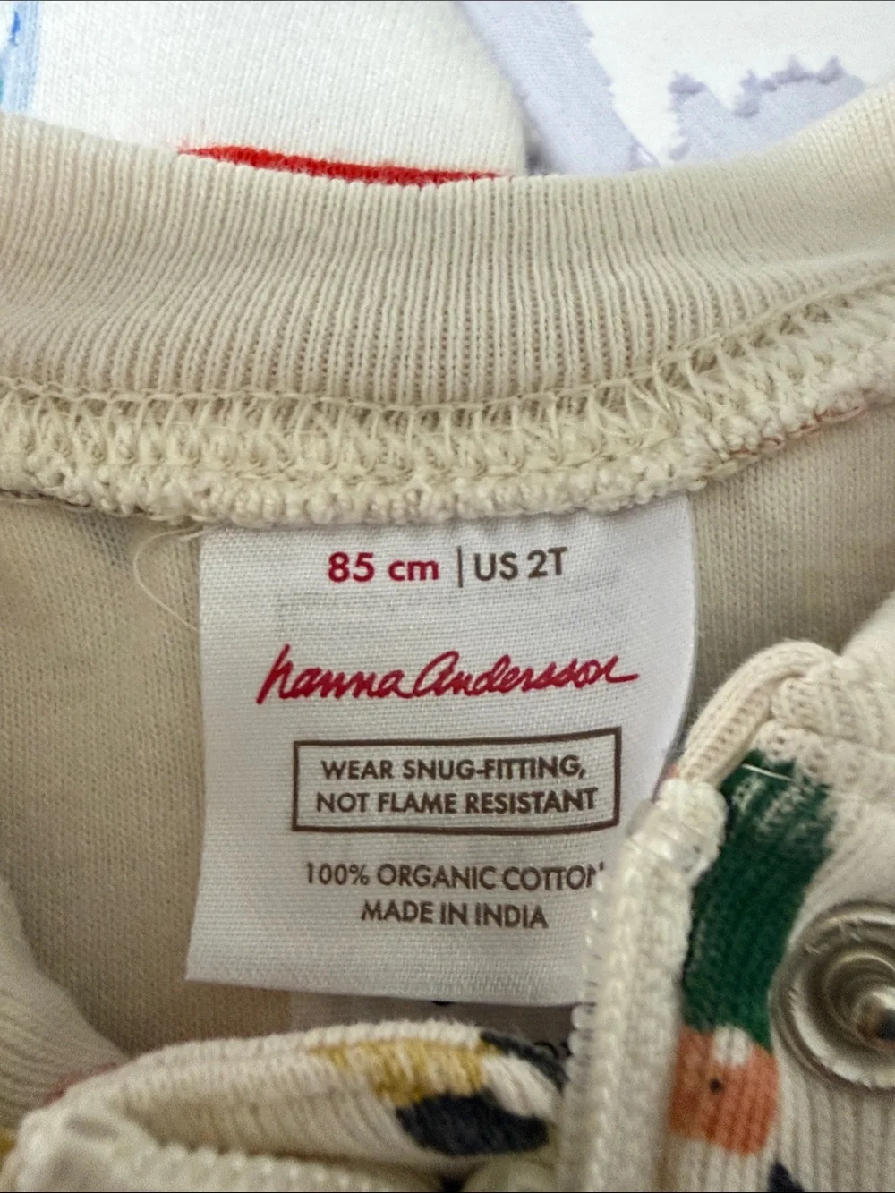 Hanna Andersson Cream One-Piece Footie with Multicolor Gnome Print